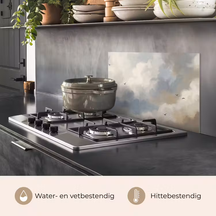 Spatscherm keuken - Vogel - Wolken - Natuur - Modern - Grijs — 7