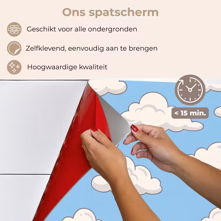 Spatscherm keuken - Wolk - Cartoon - Lucht - Blauw - Wit — 4
