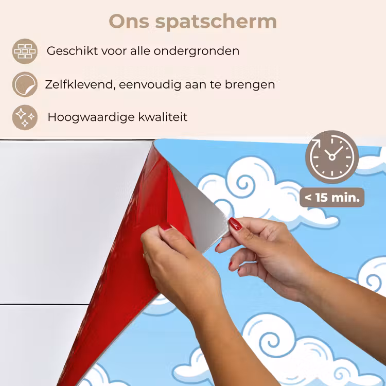 Spatscherm keuken - Wolk - Lucht - Cartoon - Blauw - Wit — 4