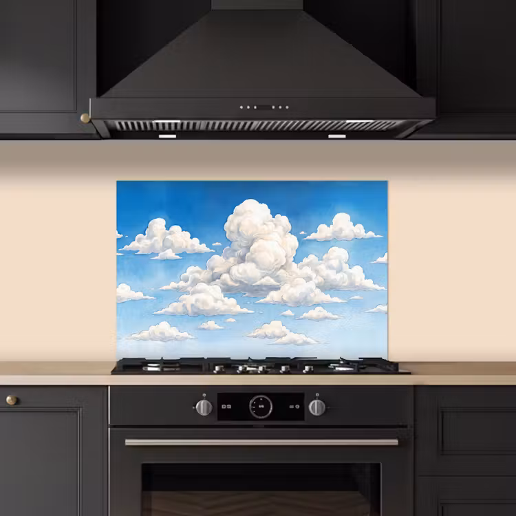 Spatscherm keuken - Wolken - Blauwe lucht - Natuur - Modern - Wit — 2