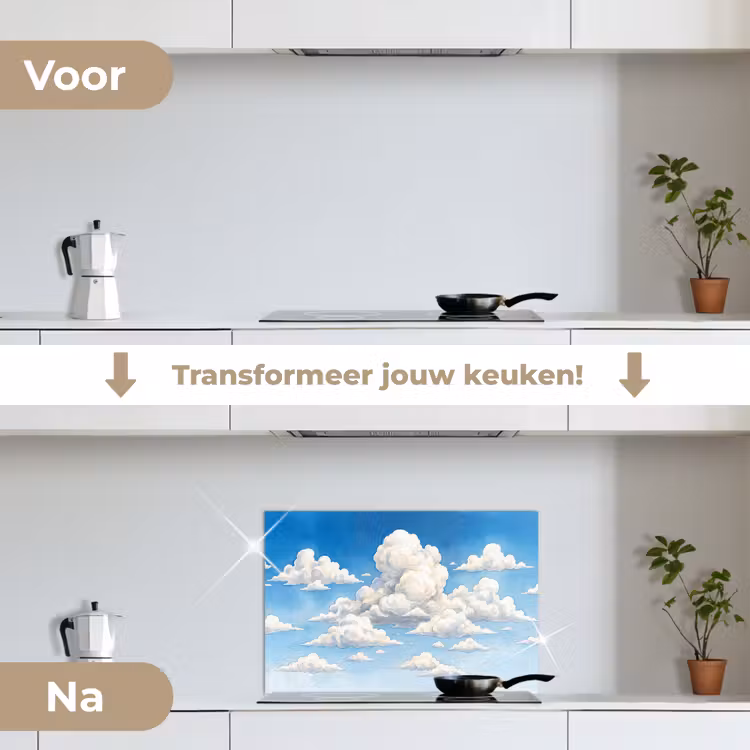 Spatscherm keuken - Wolken - Blauwe lucht - Natuur - Modern - Wit — 3
