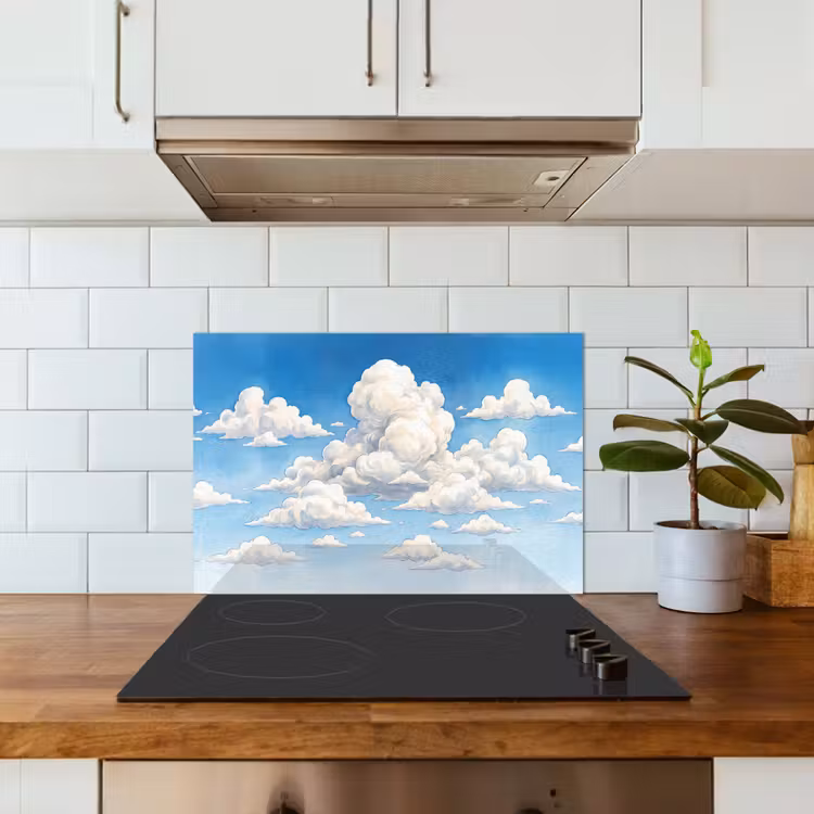 Spatscherm keuken - Wolken - Blauwe lucht - Natuur - Modern - Wit — 6