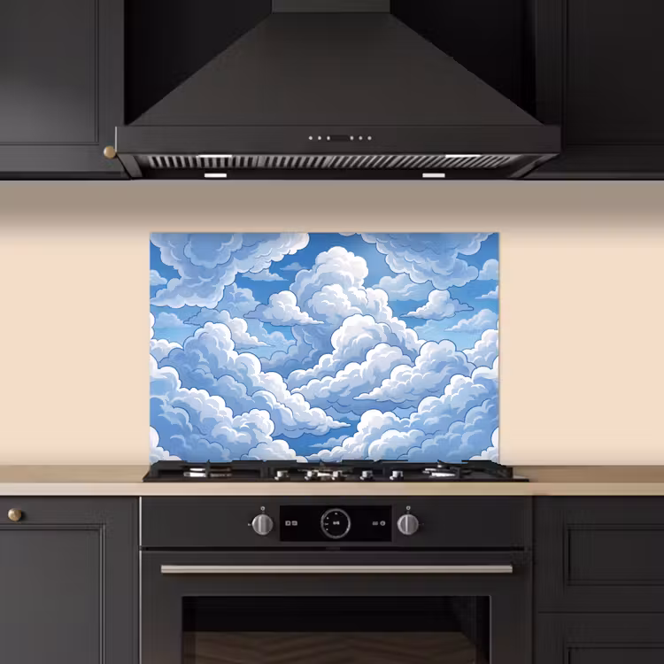 Spatscherm keuken - Wolken - Hemel - Abstract - Wit — 2