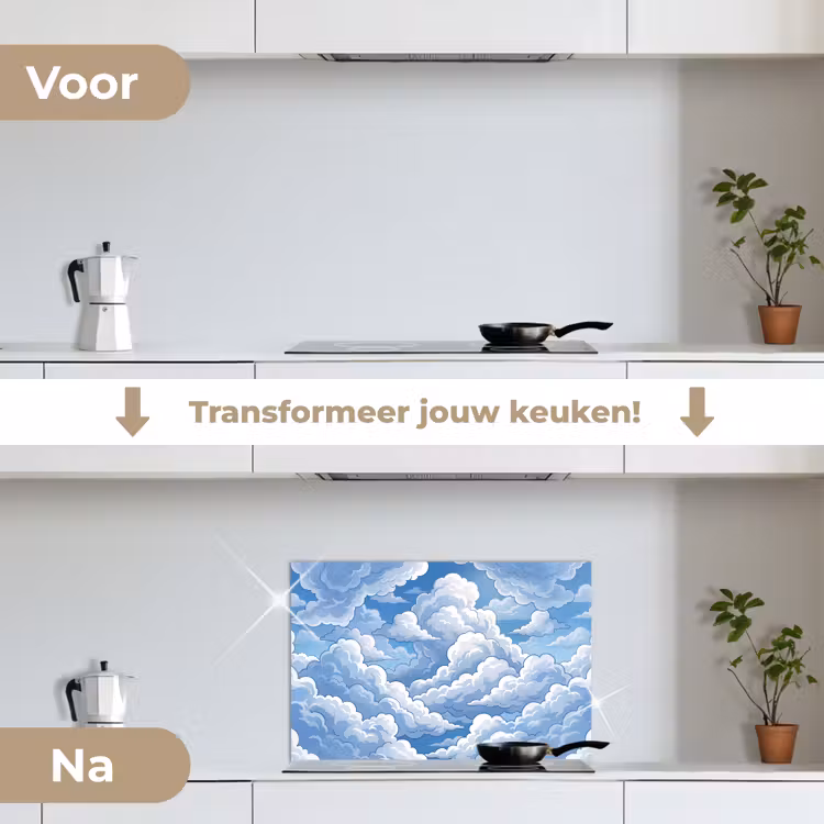 Spatscherm keuken - Wolken - Hemel - Abstract - Wit — 3