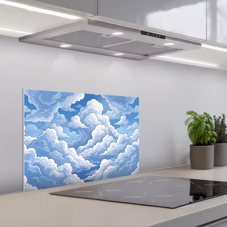 Spatscherm keuken - Wolken - Hemel - Abstract - Wit — 5