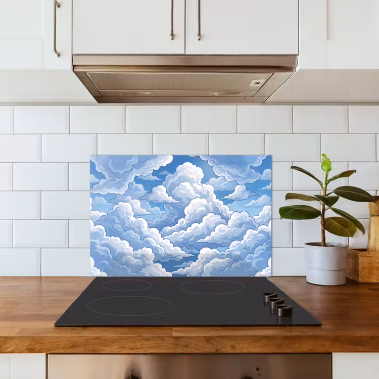 Spatscherm keuken - Wolken - Hemel - Abstract - Wit — 6