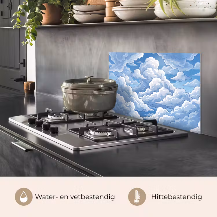 Spatscherm keuken - Wolken - Hemel - Abstract - Wit — 7