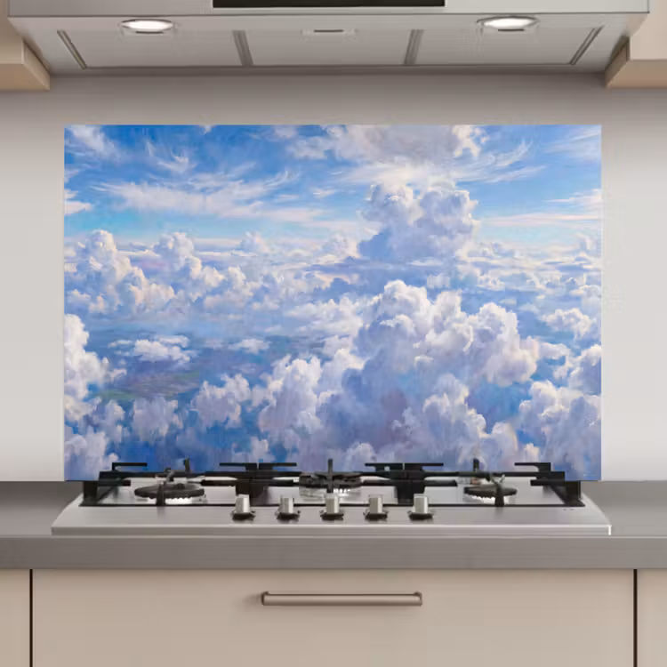 Spatscherm keuken - Wolken - Lucht - Natuur - Abstract - Blauw — 1
