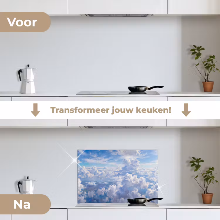 Spatscherm keuken - Wolken - Lucht - Natuur - Abstract - Blauw — 3