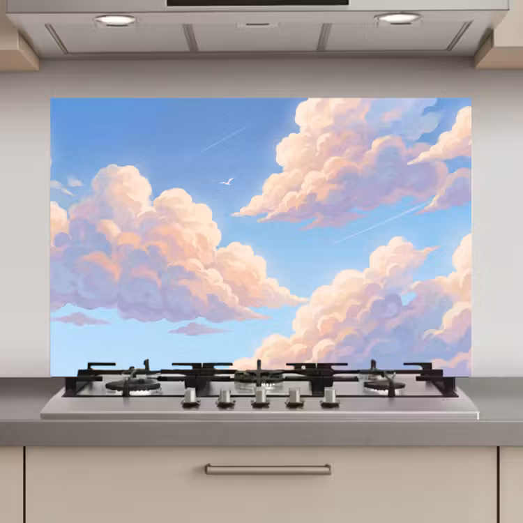 Spatscherm keuken - Wolken - Lucht - Natuur - Blauw — 1