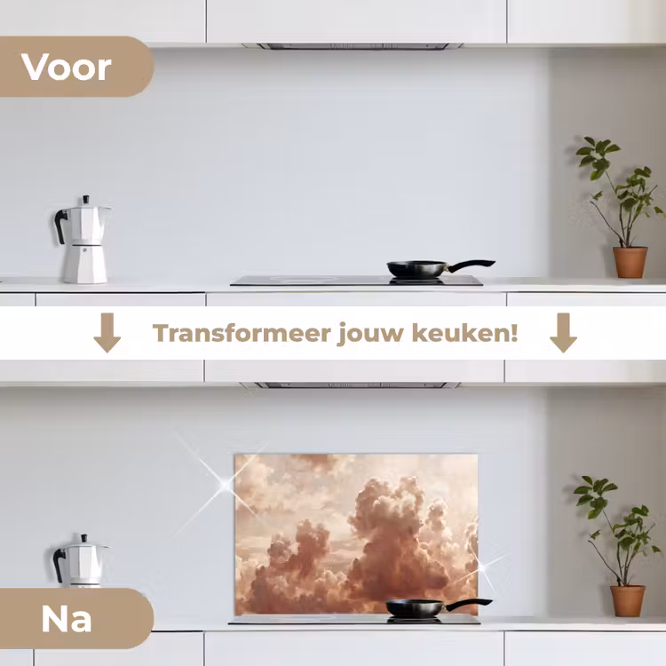 Spatscherm keuken - Wolken - Lucht - Natuur - Modern - Bruin — 3