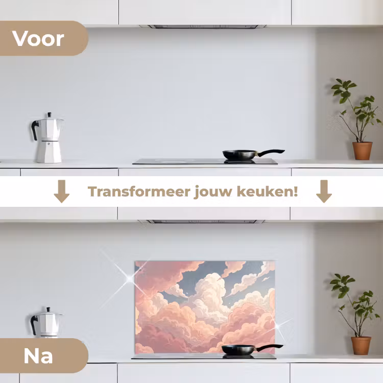 Spatscherm keuken - Wolken - Lucht - Natuur - Pastel - Roze — 3
