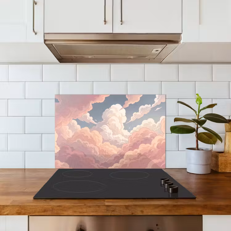 Spatscherm keuken - Wolken - Lucht - Natuur - Pastel - Roze — 6