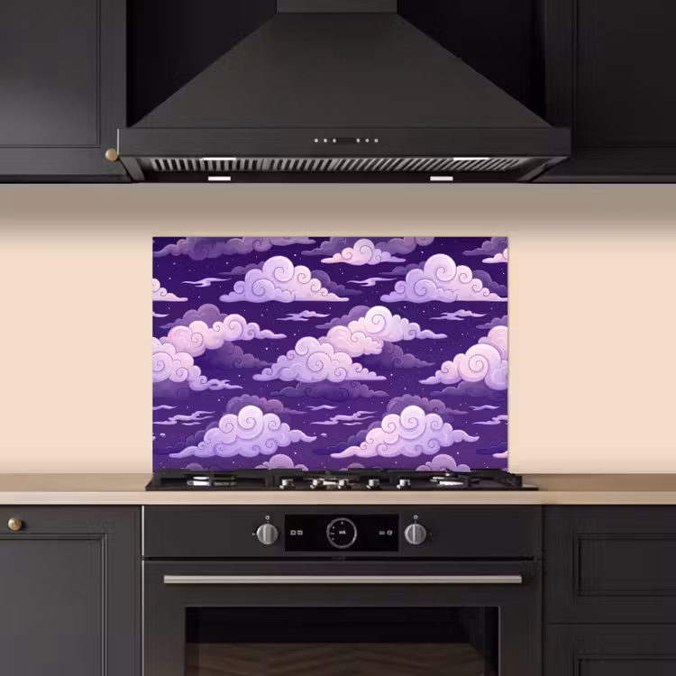 Spatscherm keuken - Wolken - Nacht - Natuur - Abstract - Paars — 2