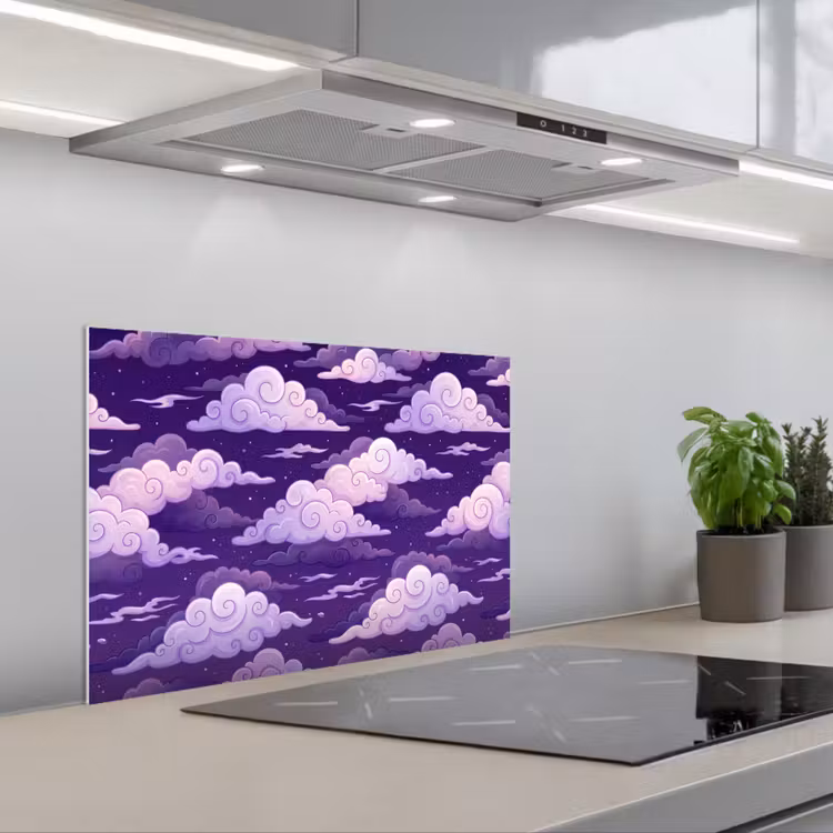 Spatscherm keuken - Wolken - Nacht - Natuur - Abstract - Paars — 5