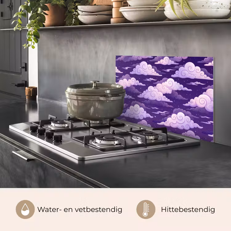 Spatscherm keuken - Wolken - Nacht - Natuur - Abstract - Paars — 7