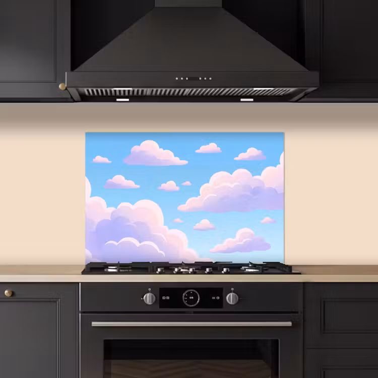 Spatscherm keuken - Wolken - Roze - Blauw - Natuur - Modern — 2