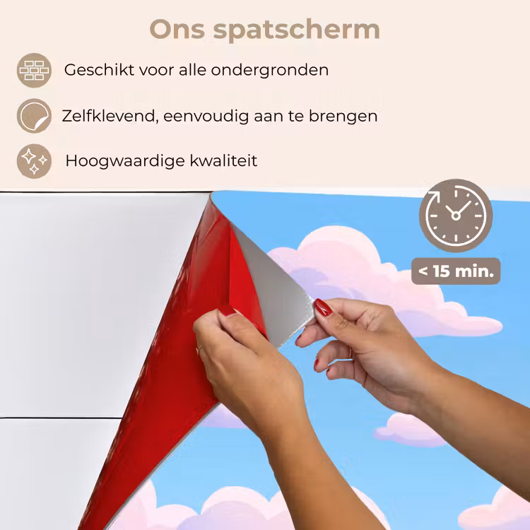 Spatscherm keuken - Wolken - Roze - Blauw - Natuur - Modern — 4