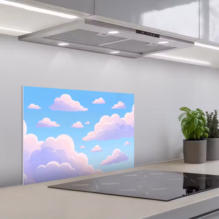 Spatscherm keuken - Wolken - Roze - Blauw - Natuur - Modern — 5