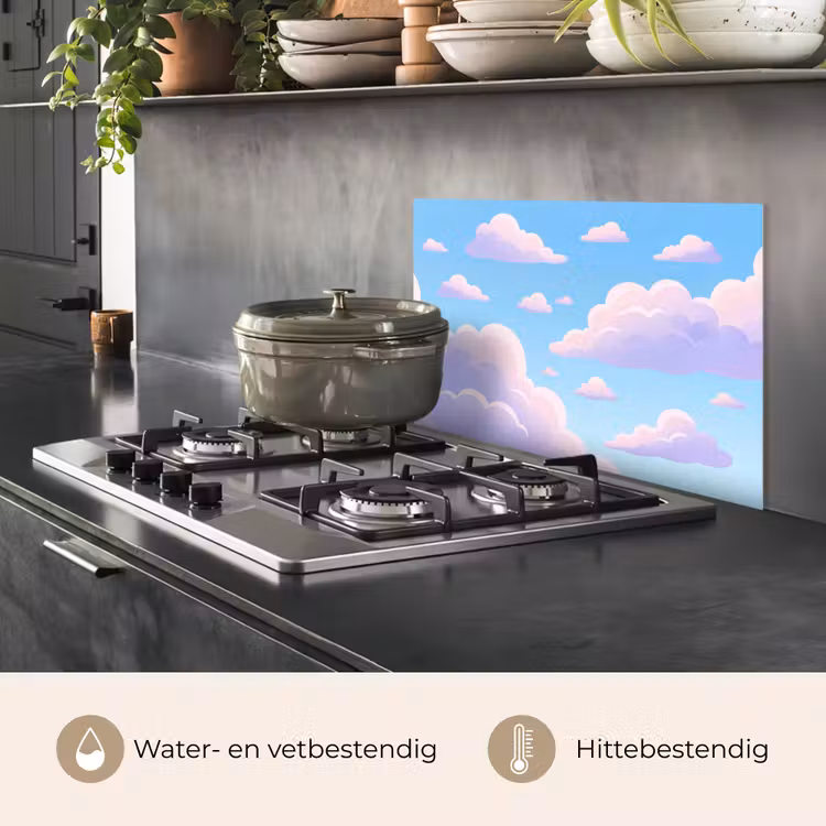Spatscherm keuken - Wolken - Roze - Blauw - Natuur - Modern — 7