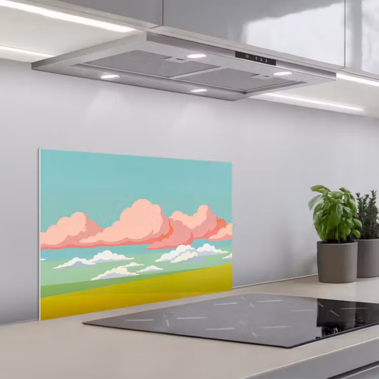 Spatscherm keuken - Wolken - Roze - Natuur - Modern - Pastel — 5