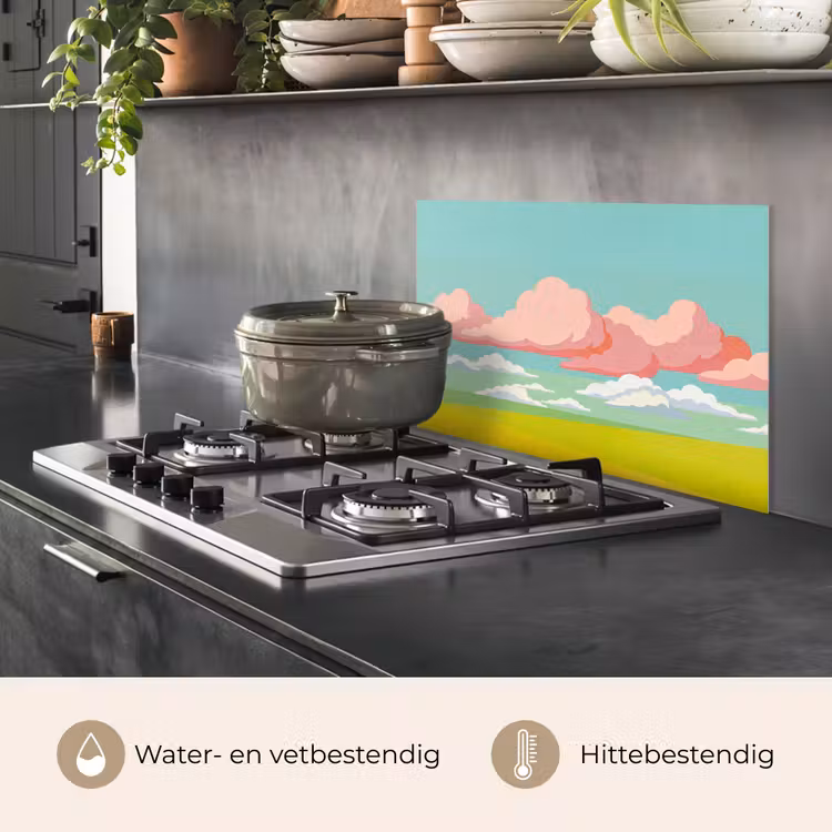 Spatscherm keuken - Wolken - Roze - Natuur - Modern - Pastel — 7