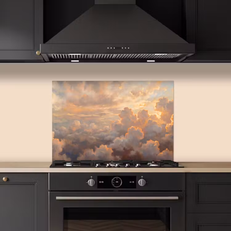Spatscherm keuken - Wolken - Zonsondergang - Natuur - Abstract - Goud — 2
