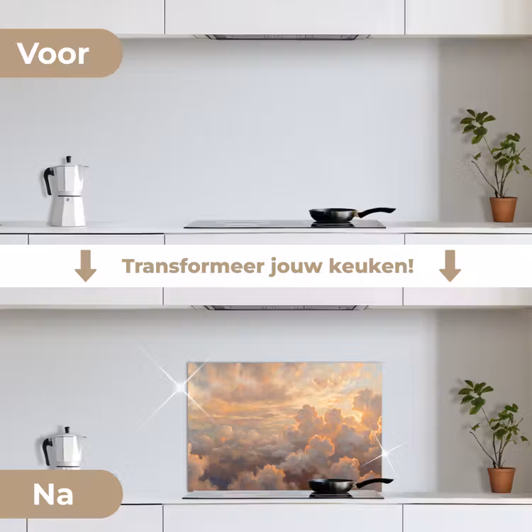 Spatscherm keuken - Wolken - Zonsondergang - Natuur - Abstract - Goud — 3