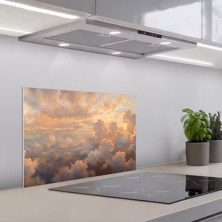 Spatscherm keuken - Wolken - Zonsondergang - Natuur - Abstract - Goud — 5