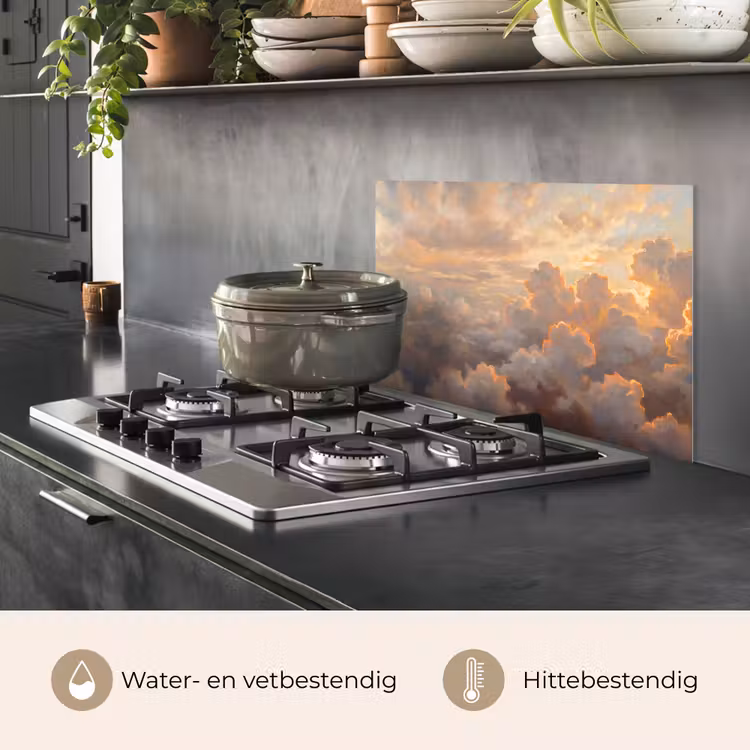 Spatscherm keuken - Wolken - Zonsondergang - Natuur - Abstract - Goud — 7