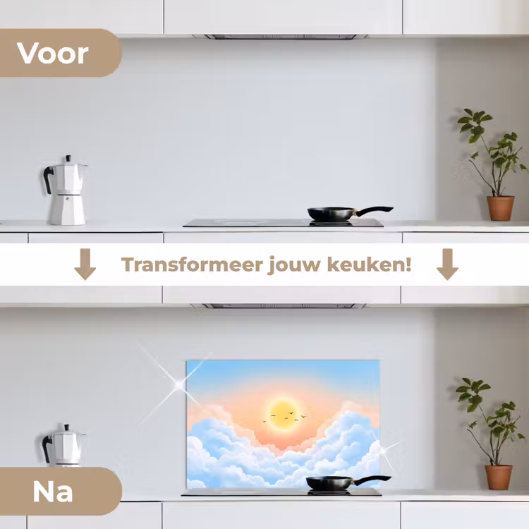 Spatscherm keuken - Zon - Vogels - Lucht - Natuur - Geel — 3