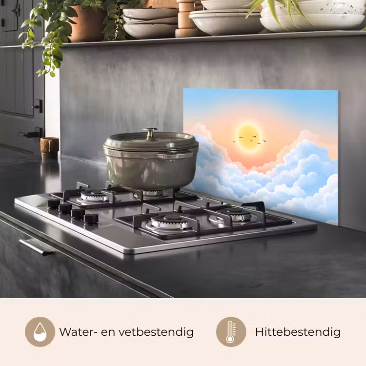 Spatscherm keuken - Zon - Vogels - Lucht - Natuur - Geel — 7