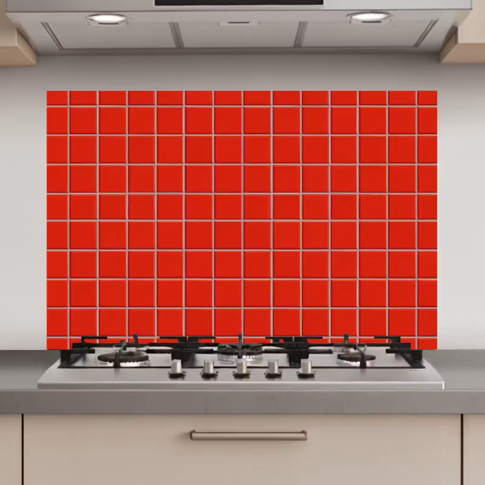 Spatscherm keuken - Tegel - Patroon - Kersen - Rood — 1