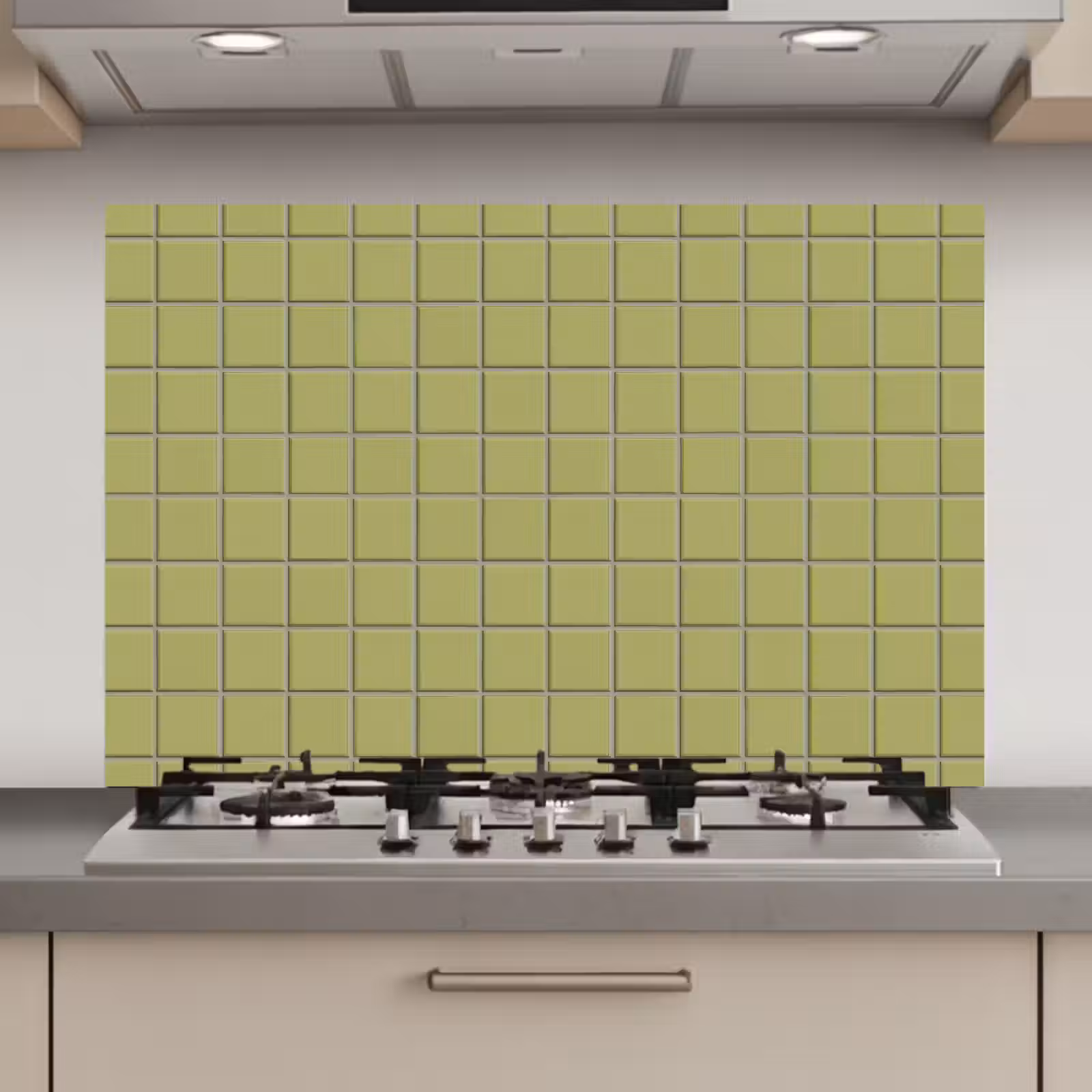 Spatscherm keuken - Tegel - Patroon - Olijfgroen — 1
