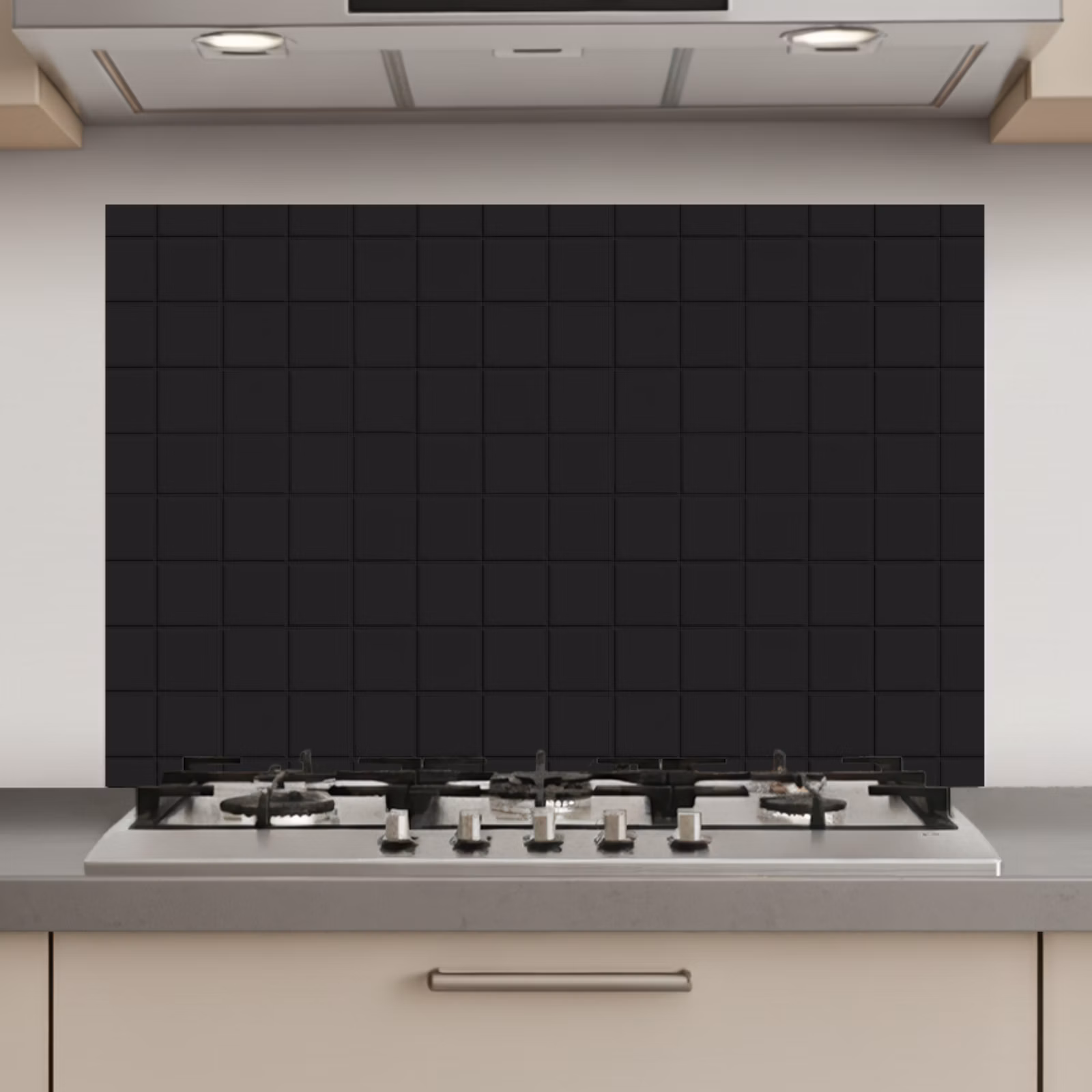 Spatscherm keuken - Tegels - Patroon - Mat - Zwart — 1