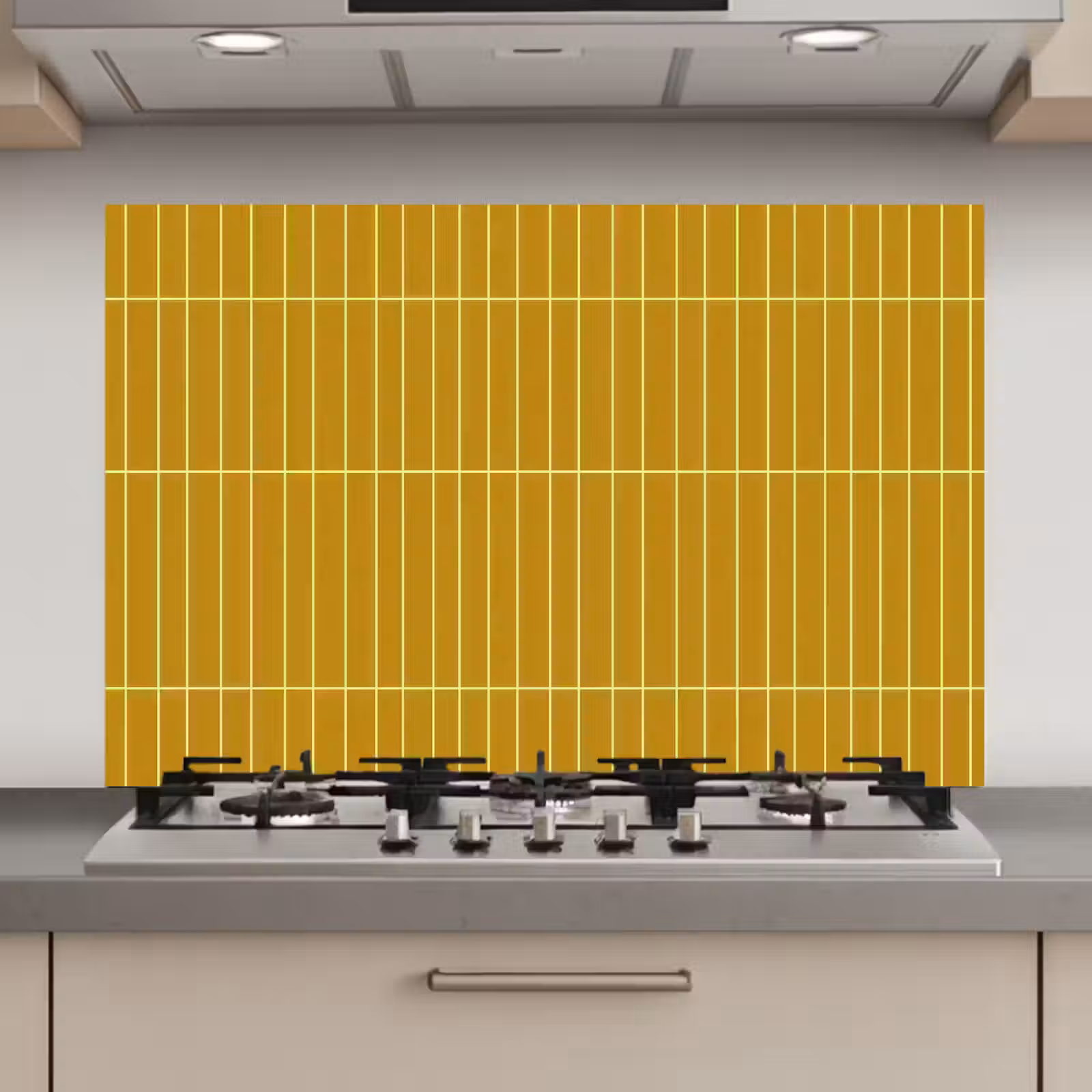Spatscherm keuken - Tegels - Verticaal - Mosterdgeel — 1