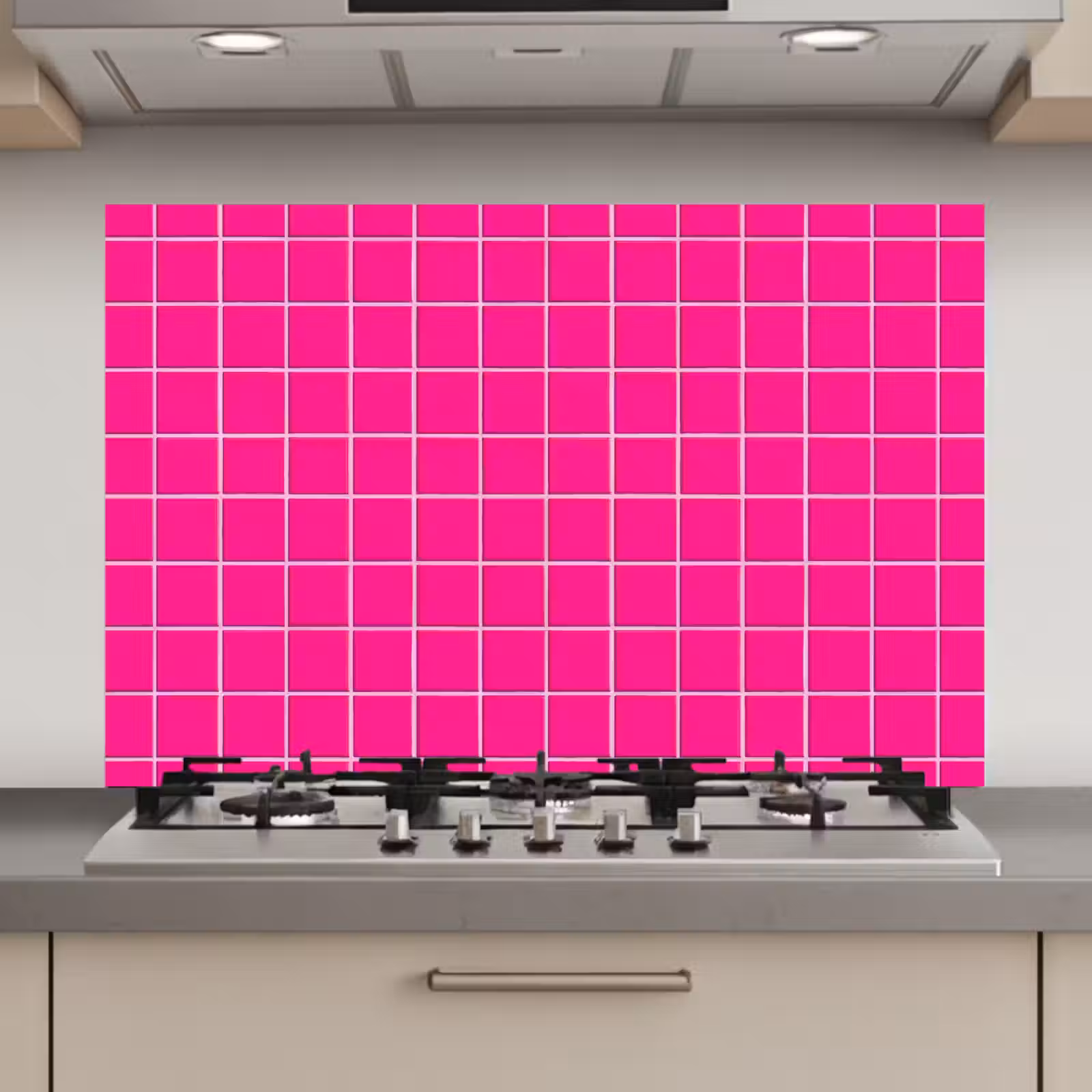 Spatscherm keuken - Tegels - Vierkant - Fuchsia — 1