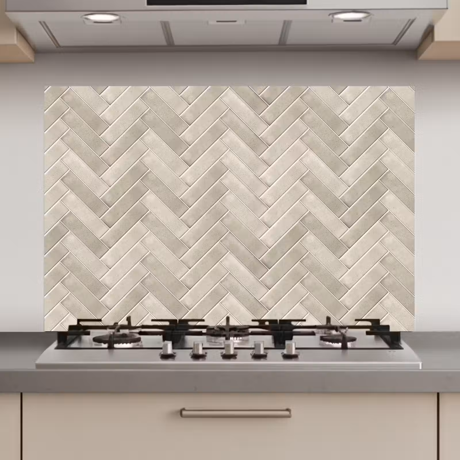 Spatscherm keuken - Visgraat - Wandtegel - Beige — 1