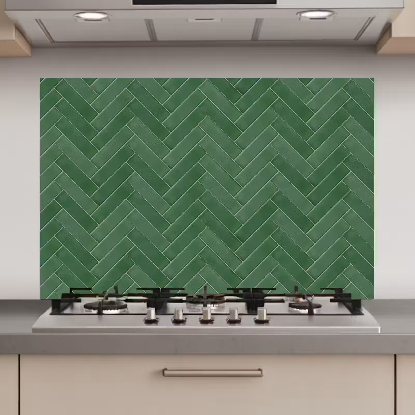 Spatscherm keuken - Visgraat - Wandtegel - Bosgroen — 1