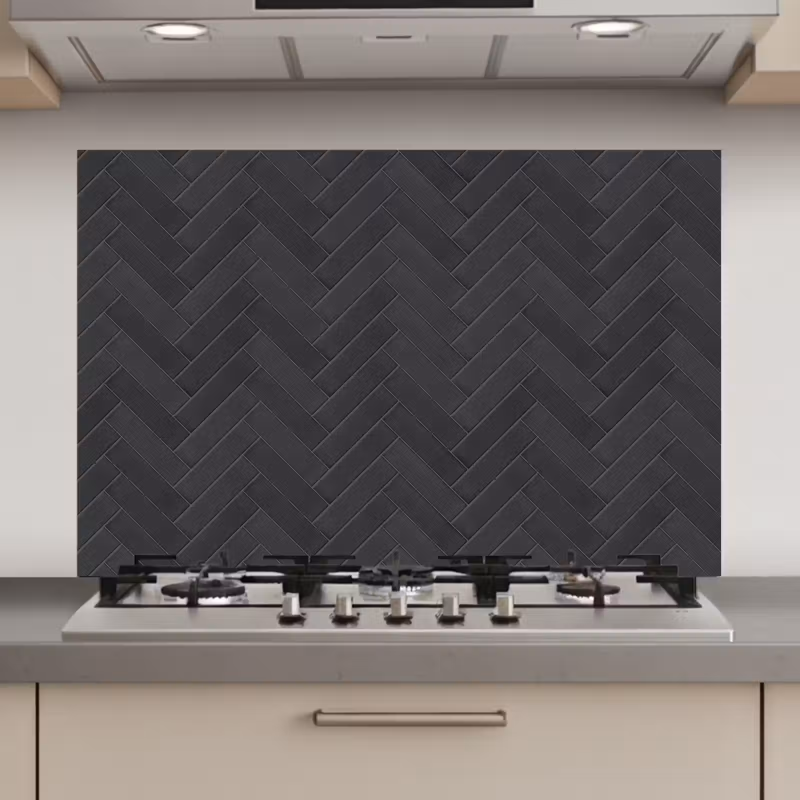 Spatscherm keuken - Visgraat - Wandtegel - Donkergrijs — 1