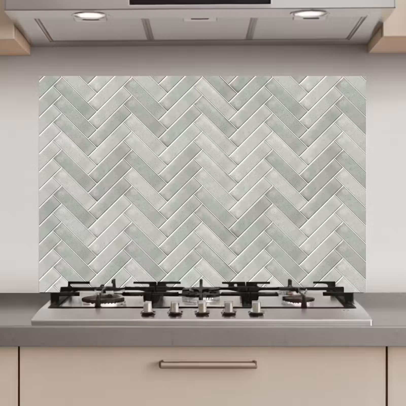 Spatscherm keuken - Visgraat - Wandtegel - Grijs — 1