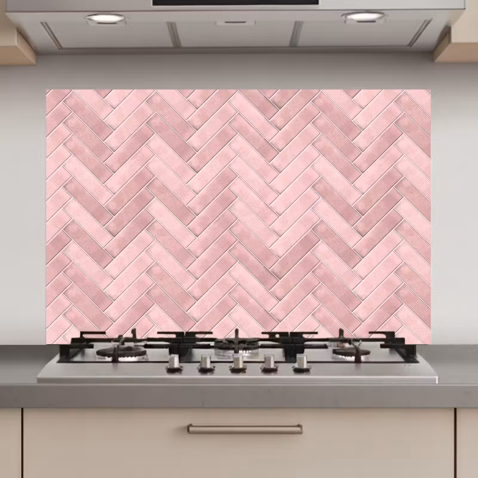 Spatscherm keuken - Visgraat - Wandtegel - Lichtroze — 1