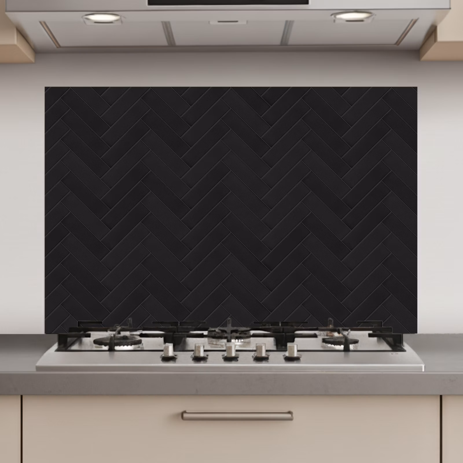 Spatscherm keuken - Visgraat - Wandtegel - Mat - Zwart — 1