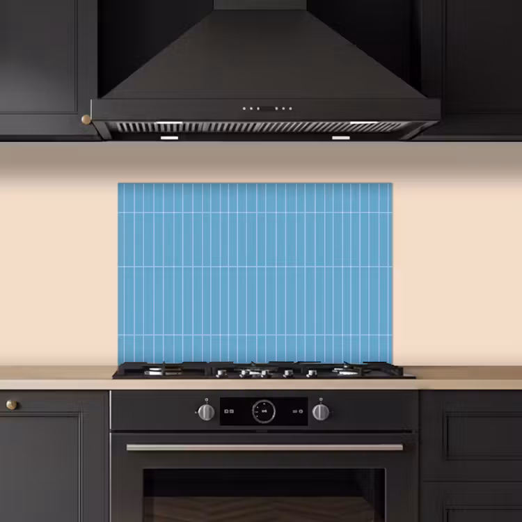 Spatscherm keuken - Tegel - Langwerpig - Patroon - Blauw — 2