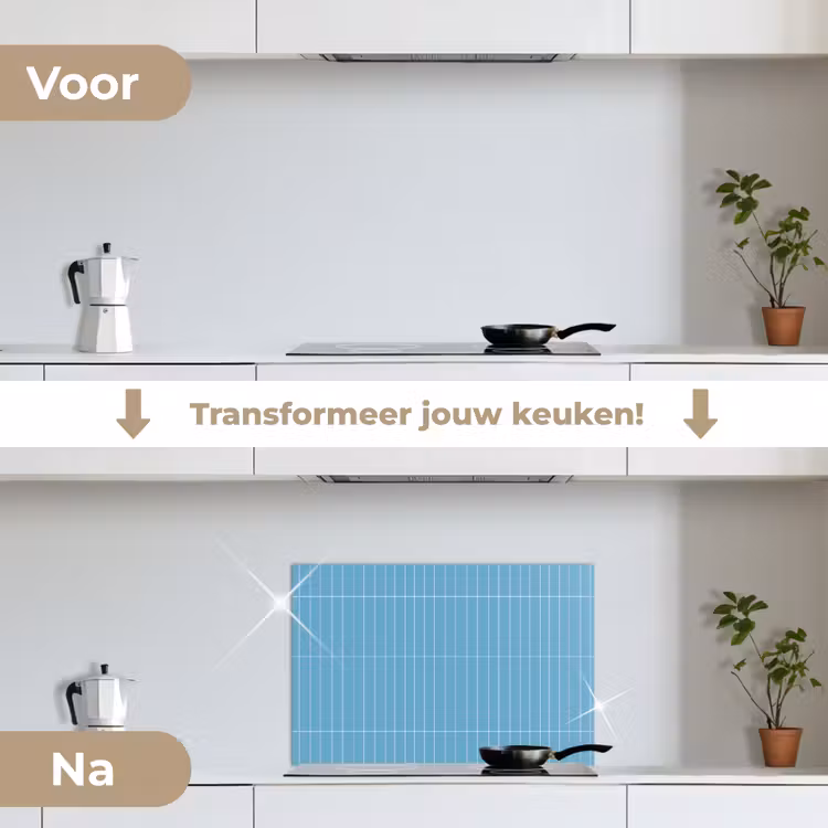 Spatscherm keuken - Tegel - Langwerpig - Patroon - Blauw — 3