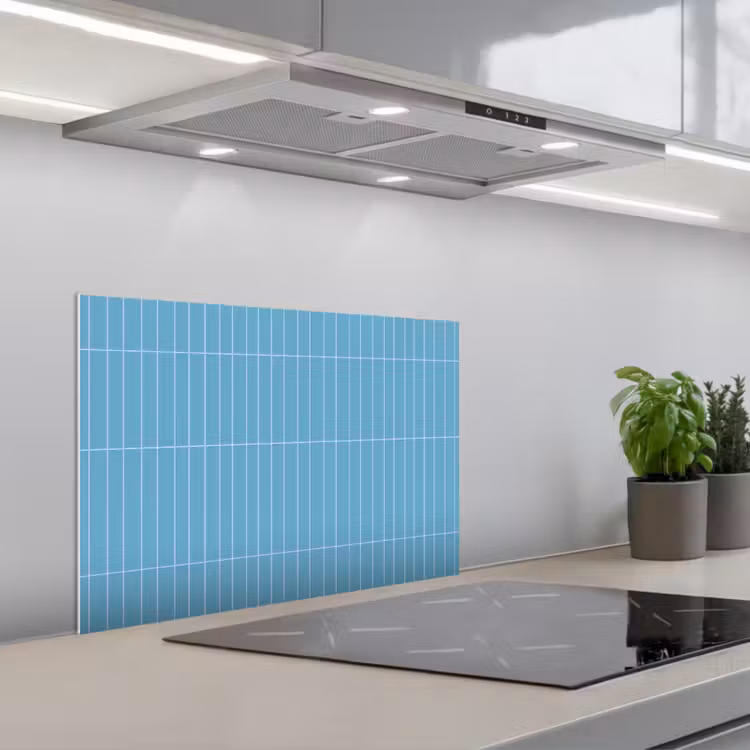 Spatscherm keuken - Tegel - Langwerpig - Patroon - Blauw — 5