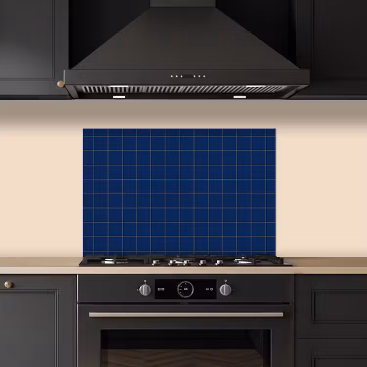 Spatscherm keuken - Tegel - Patroon - Blauw — 2