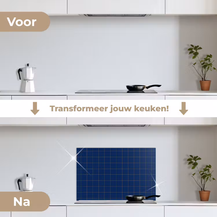 Spatscherm keuken - Tegel - Patroon - Blauw — 3