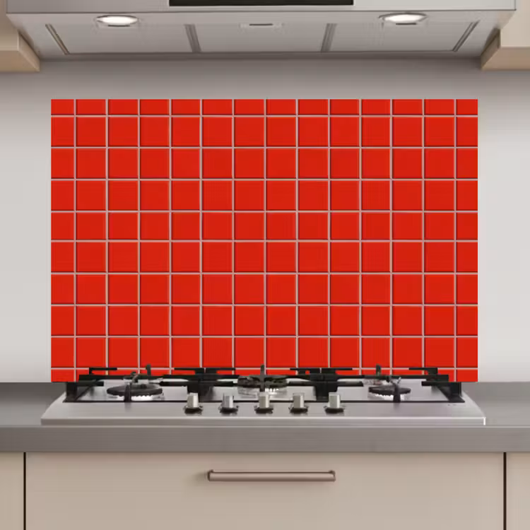 Spatscherm keuken - Tegel - Patroon - Kersen - Rood — 1