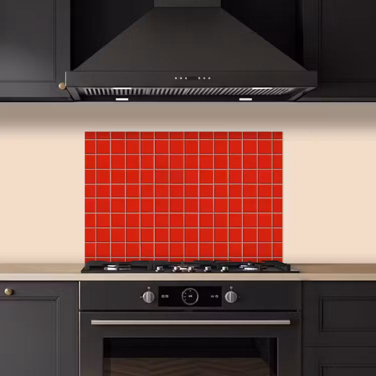 Spatscherm keuken - Tegel - Patroon - Kersen - Rood — 2